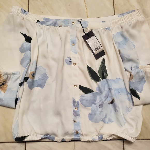 Floral Print off the shoulder long sleeve - Picture 1 of 2